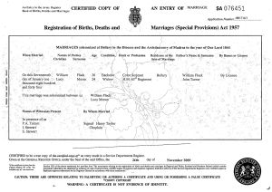 William Flack Marriage Lucy Turner