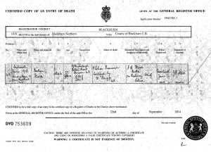 Bertram Flack's Death Certificate