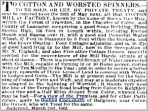 Sale of Bough Gap Mill April 1842